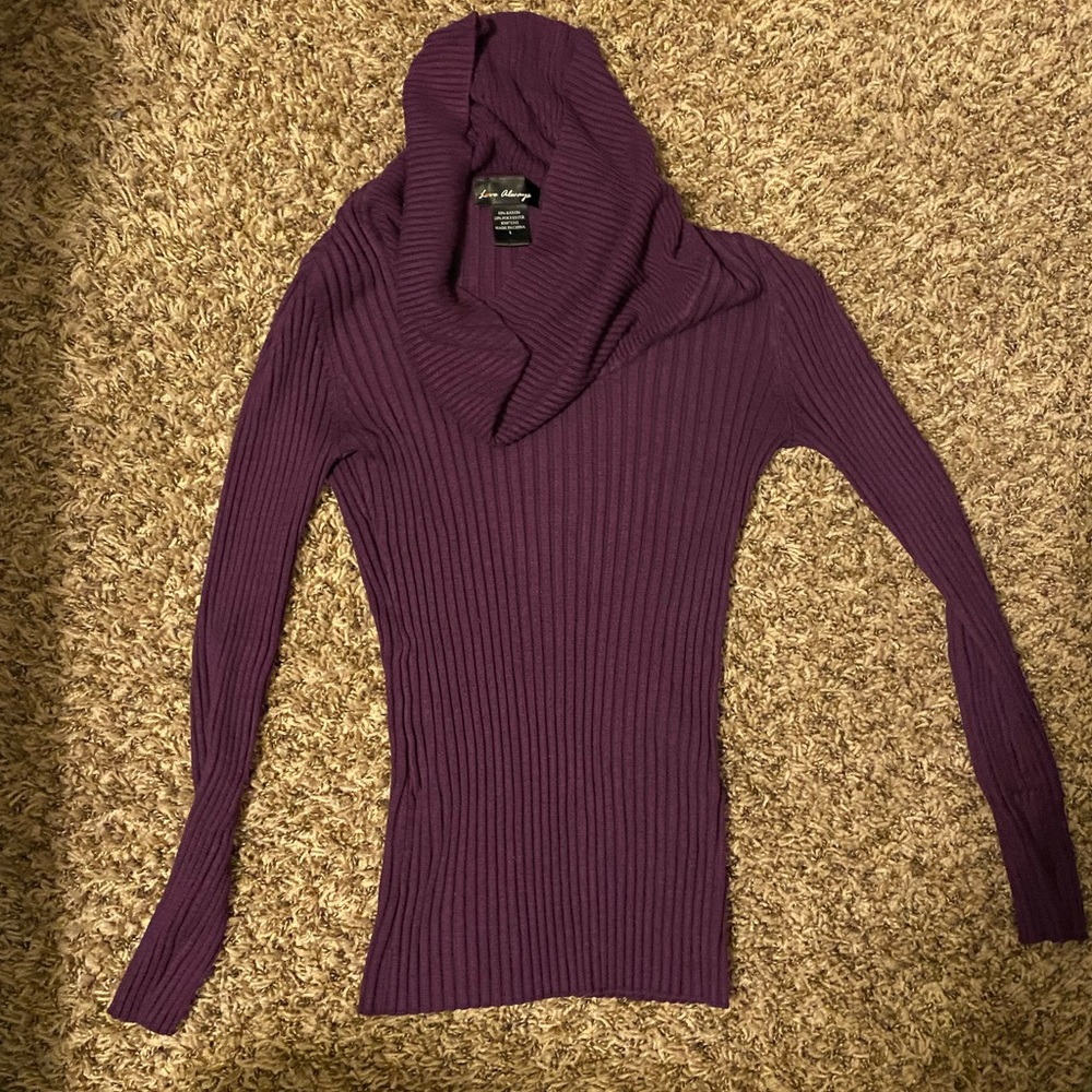 Purple cowl neck sweater size large